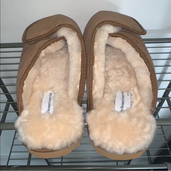 Men’s 13 M VERMONT COUNTRY STORE Sheepskin Adjustable Scuff Slippers 72420 NEW - Picture 6 of 12